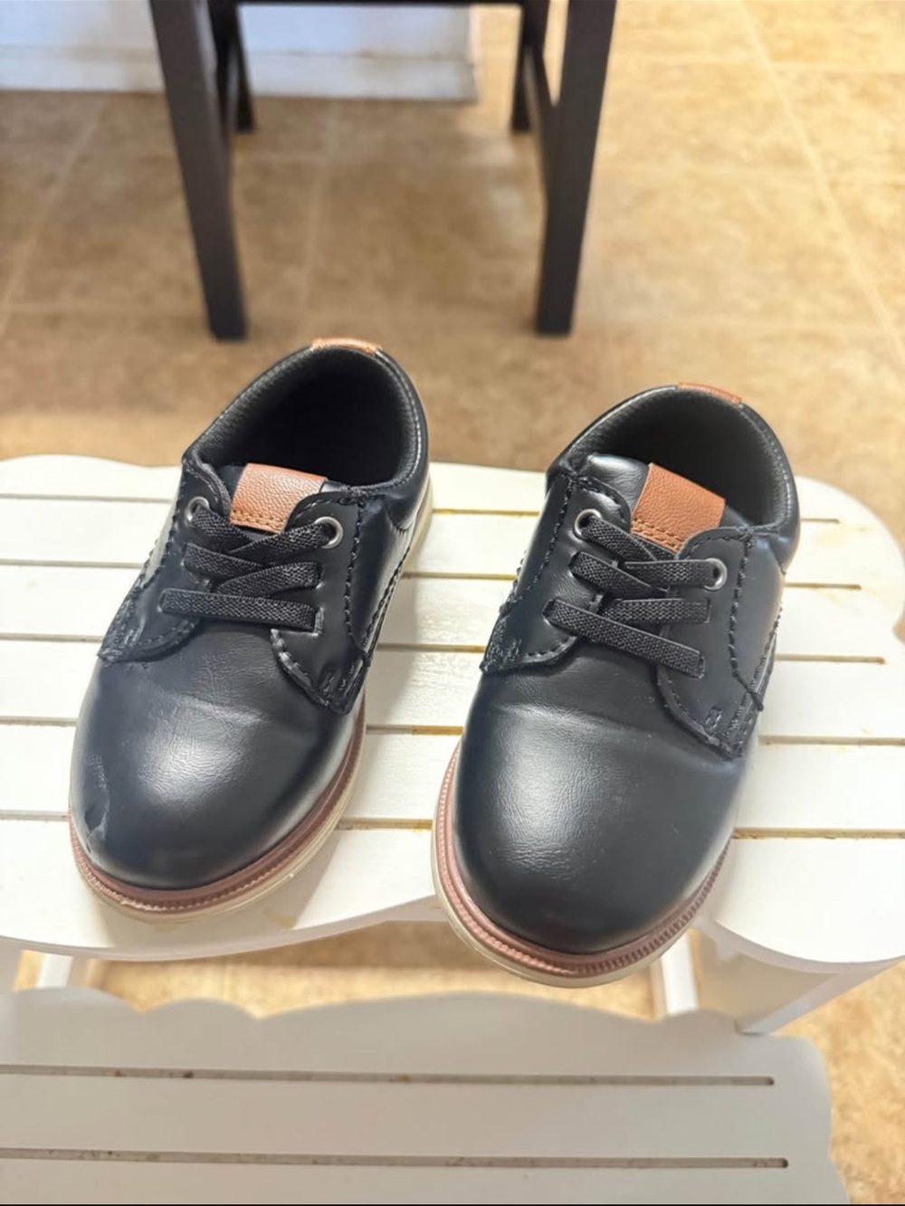 Mix No. 6 Black Kids Dress Shoes with Tan Accent